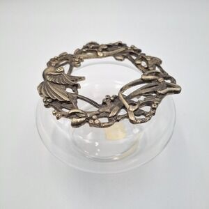 Vtg Glass Candle‎ Holder USA Made & Yankee Candle Bird Wreath Topper Illuma Lid